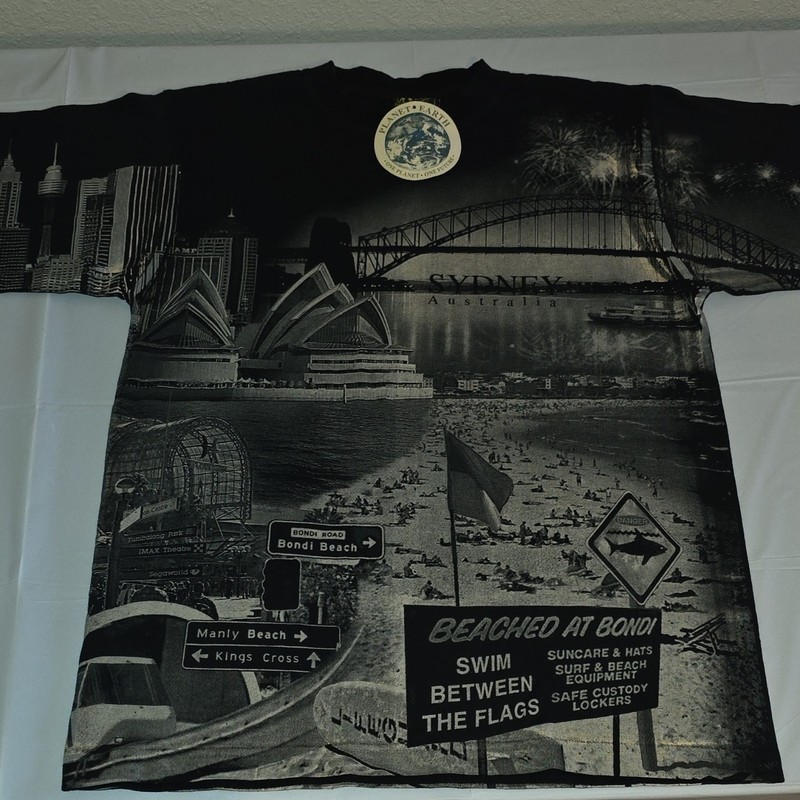 Sydney Australia T Shirt Men's Black Small Bondi Beach