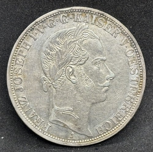 Austria 1861-A Silver Thaler, AU Details, Beautiful Coin!