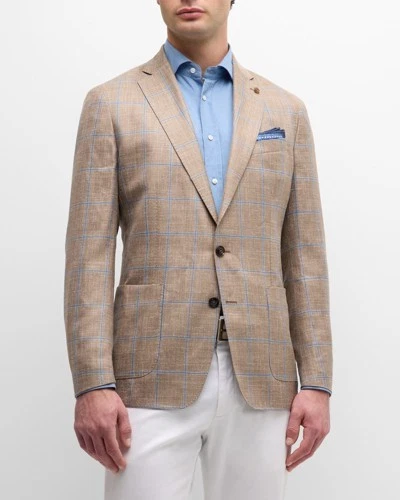 Abrigo deportivo PETER MILLAR para hombre talla 40 R tostado albañil ventana chaqueta a cuadros $1295 Foto 2 de 4