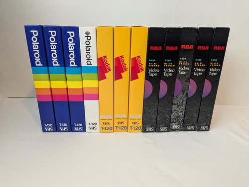 Mixed Lot of 12 VHS Tapes Used Sold as Blanks ~ Polaroid RCA Kodak ~ Upcycle DIY