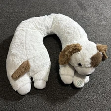 Neck Massager w/ Vibration Ultra Soft White & Brown Puppy Dog By HealthTouch