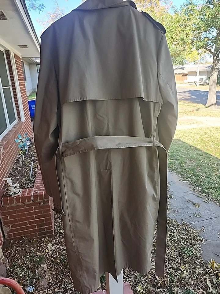 Gabardina London Fog para hombre marrón manga larga doble botonadura con cinturón talla 42 Foto 2 de 4