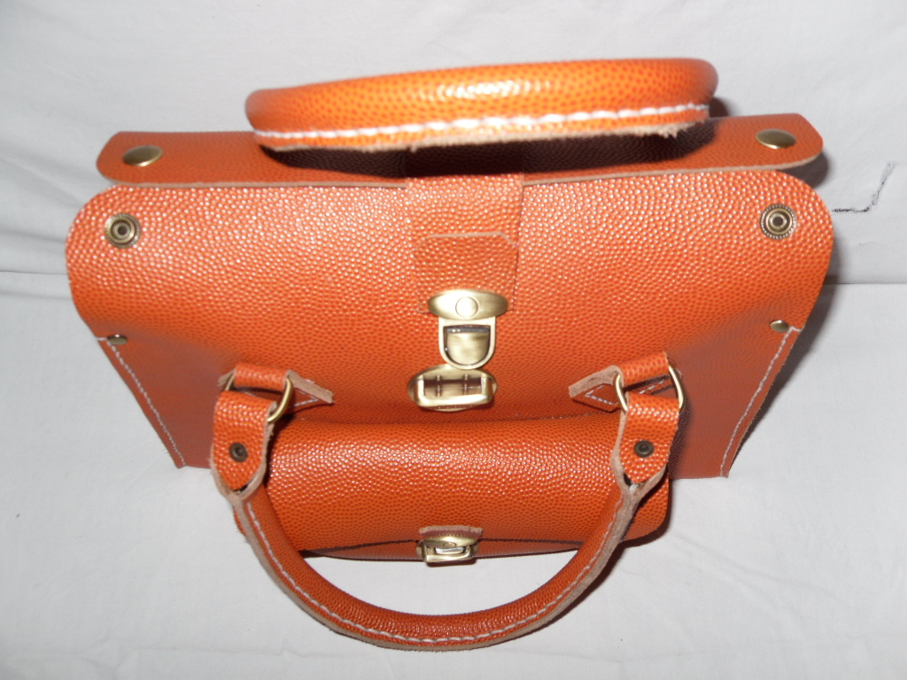 Sac à Main Vintage En Cuir Véritable Années 1950 - Marque HI DE HO - Couleur Orange Sanguine