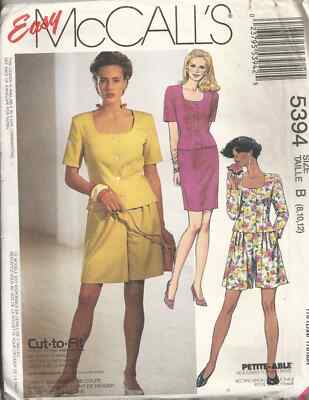 MCCALLS 5394 MISSES' SIZE 8-12 TOPS, SKIRT, SHORTS SEWING PATTERN  1991