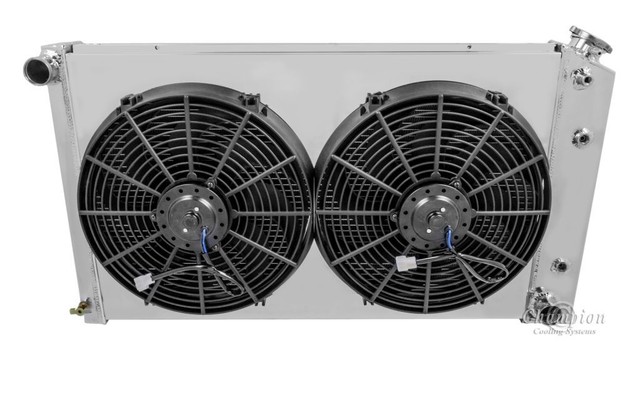1970-85 Chevy C30-C60 C-Series All Alum 2 Row KR Champion Radiator Fan Combo