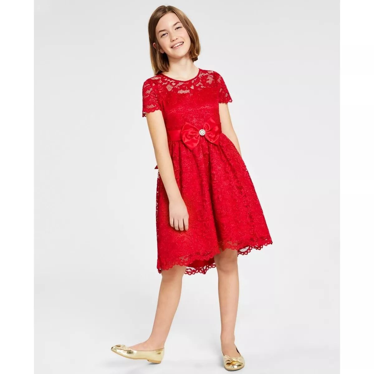 Ladies red cheap lace dress