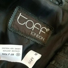 Women's Vintage Leather  jacket Toff London Black Snake Skin Pattern Retro UK 16