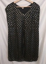 Creative Commune Shift Dress Sz Small Black Gold Polka Dot Metallic Sleeveless