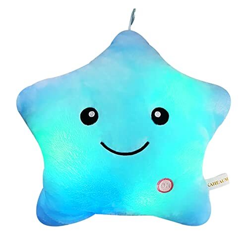 Cute LED Night Light Up Throw Pillow Inserts Star Stuffed Animals Plush 1-blue