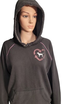 Victoria's Secret Hoodie L PINK for the Planet Black Sweatshirt Recycle Top