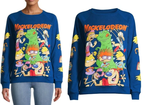 Nickelodeon Vintage 90s Style Cartoons Womens Juniors S (3-5) Sweater & Mask NEW - Picture 3 of 15