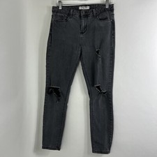 Indigo Rein Jeans Women's Size 11 Skinny Ankle Charcoal Wash Distressed Mid Rise