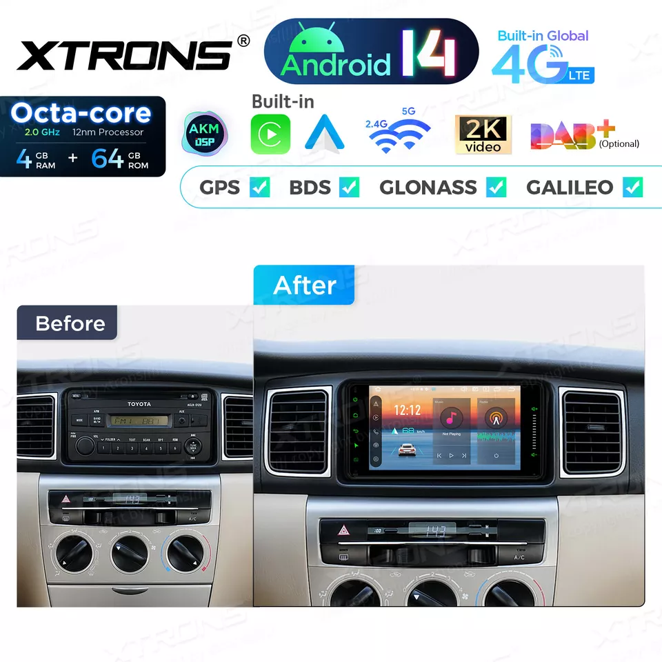 Octa Core 4GB+64GB 7" Car Stereo GPS Android 14 for Toyota Land Cruiser 4Runner - Image 3 of 4