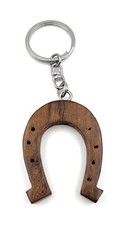 Fatto a Mano Legno Portachiavi Ferro Cavallo Portafortuna Anno Nuovo Ciondolo