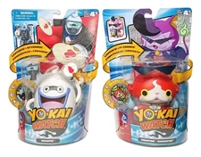 Lot of 2 Yo-kai Watch Converting Figures- Whisper-Butler Suit Jibanyan-Baddinyan