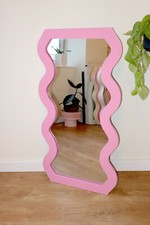 Large Pink Mirror, Wavy Mirror, Curvy Mirror, Large Mirror, Wooden Mirror - NEW