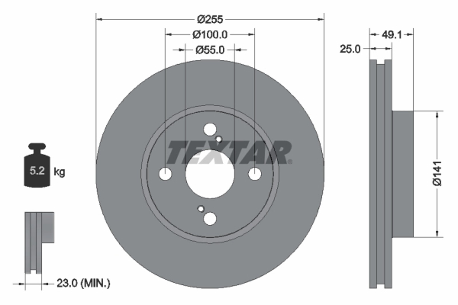 Disque de frein pour Toyota Corolla version Euro en fonte grise haute densité