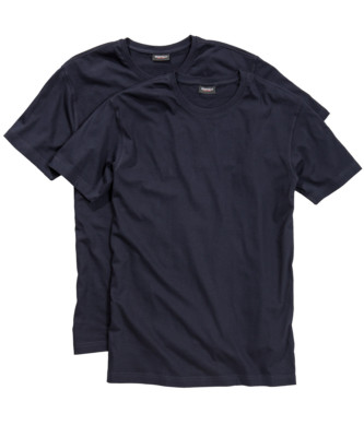 T-Shirt mit Rundhals im 2-er Pack von Redfield in Herrenübergröße  in navy