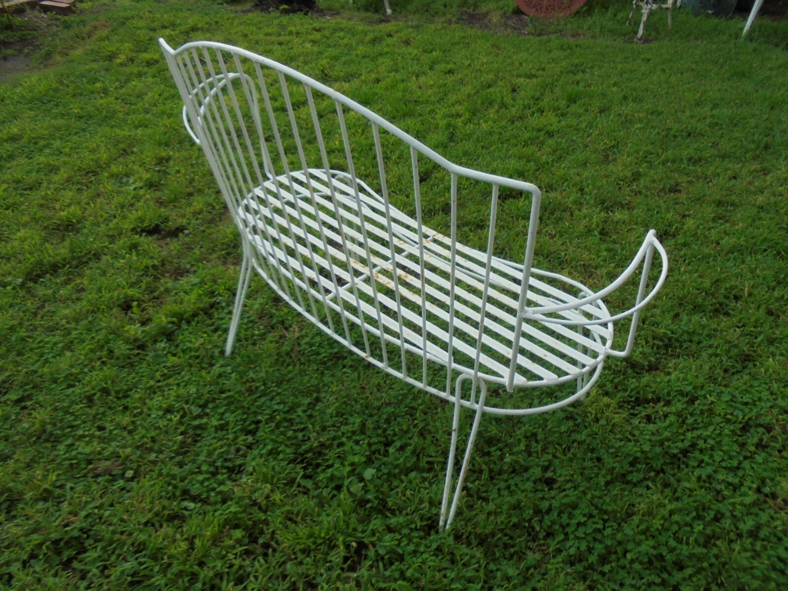 ORIGINAL RETRO WROUGHT IRON OUTDOOR GARDEN BENCH SEAT eBay