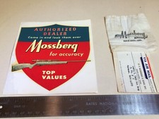 Rare Vintage Mossberg Store Window Decal and Parts Bag with Mailing Tag/Label
