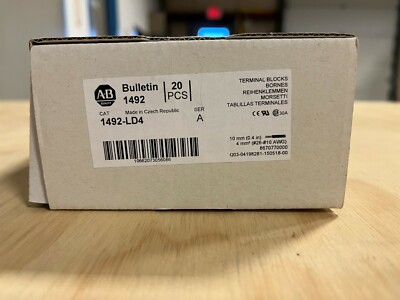 Box of 20 Allen-Bradley 1492-LD4 4mm² Double Level Terminal Block