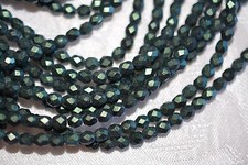 Czech Fire Polished 4mm round faceted glass beads - Polychrome Aqua Teal