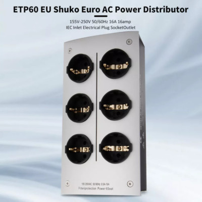 Power Strip 6 Port AC Power Distributor Schuko Plug Socket for Audio Power Cable
