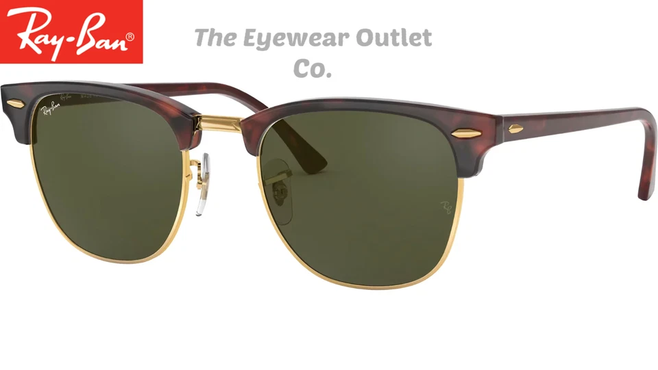 Lente Rayban Clubmaster Tortoise RB3016 verde G15 para exhibición de tienda 51 mm Foto 2 de 4