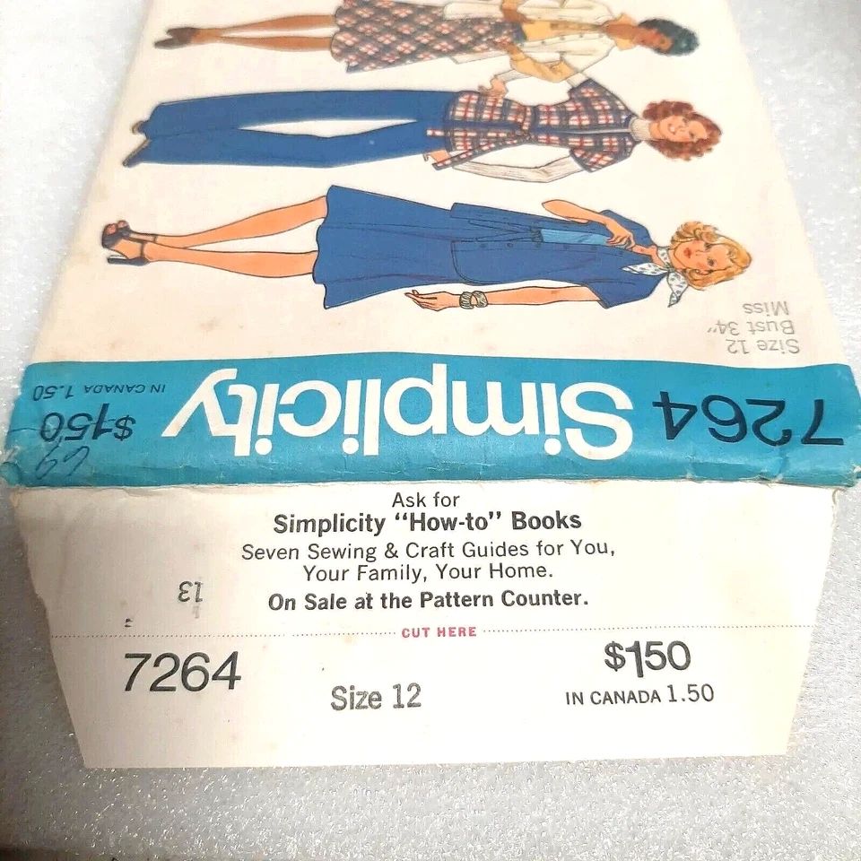 Simplicity 7264 Misses VTG 70s Jacket Skirt Pants Sz 12 Pattern UNCUT FF - Image 3 of 4
