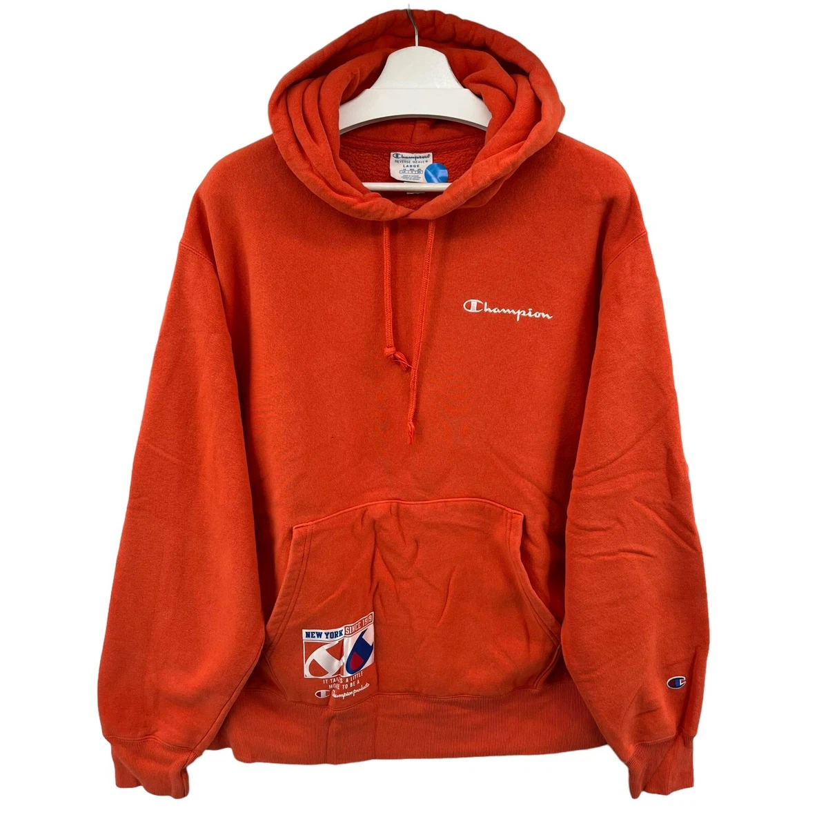 Vintage Champion Reverse Weave Hoodie Sweatshirt Mens Large Orange  Heavyweight