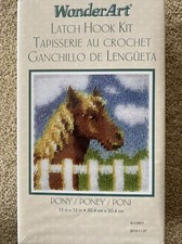 Wonderart Latch Hook Kit Pony. Finished Size 12x 12 Inches. Vibrant Color