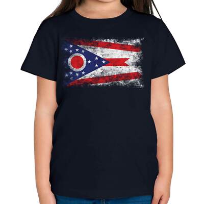 OHIO STATE DISTRESSED FLAG KINDER T-SHIRT TOP OHIOAN SHIRT JERSEY GESCHENK