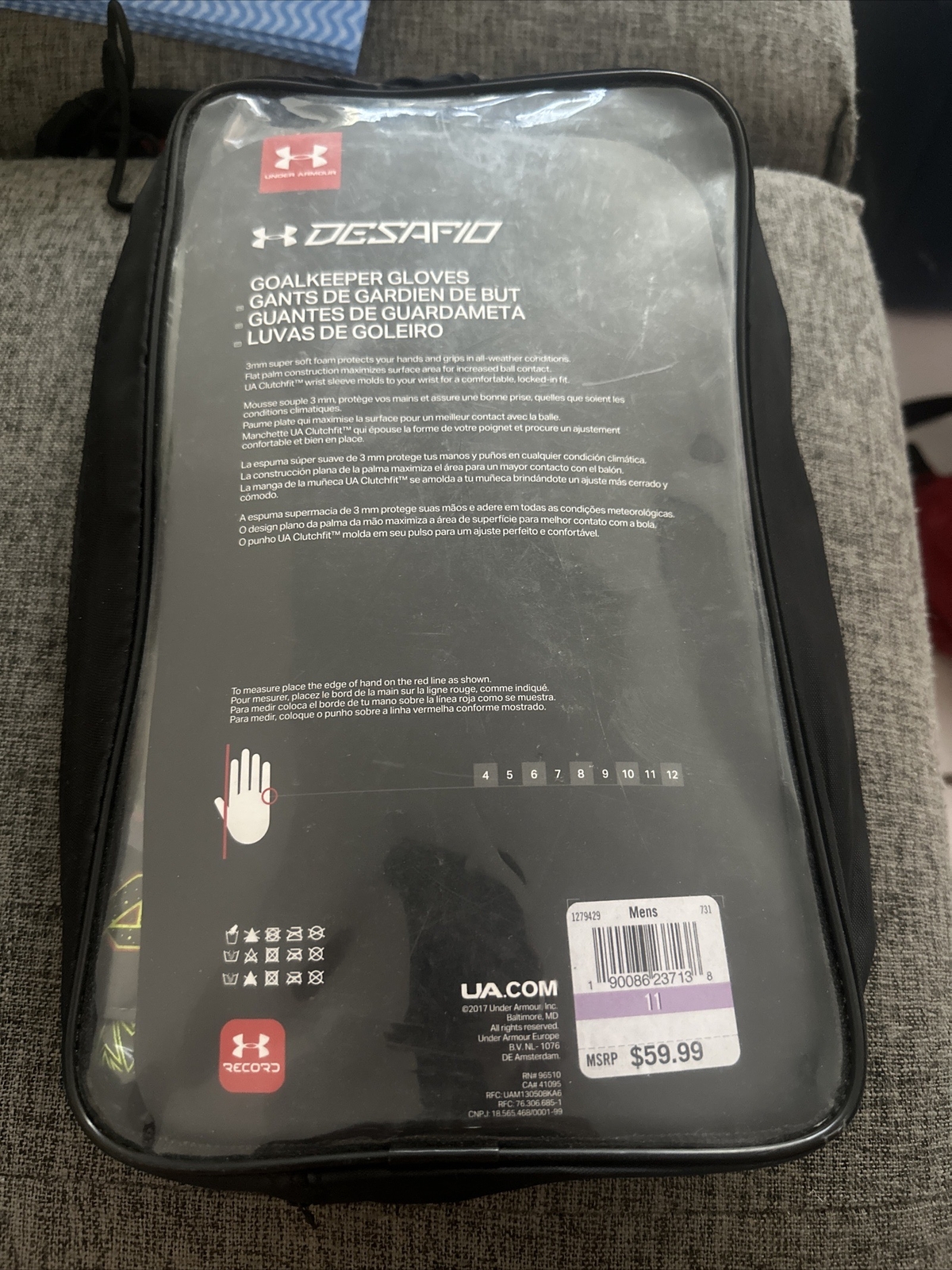 Under Armour Desafio Soccer Goalie Goalkeeper Gloves MENS SZ 11 Black