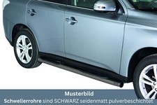 Schwellerrohre mit Tritt SCHWARZ für MITSUBISHI Outlander Bj.2013- V2A Ø76mm TÜV