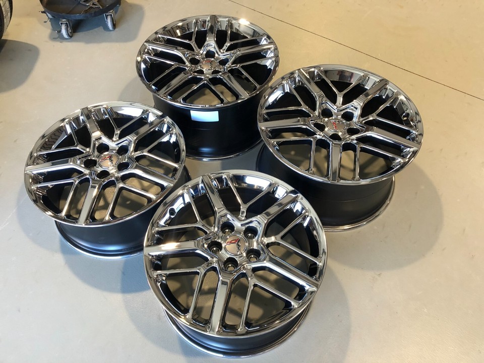 Chrome C8 2020 2021 2022 2023 Corvette Stingray Wheels GM Caps Ronal ...