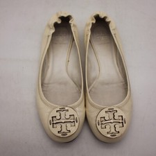 Tory Burch Women's White Patent Leather Reva Ballet Flat Shoes Size 8 M