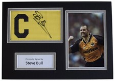 Steve Bull Signed Captains Armband A4 photo display Wolves Football COA AFTAL