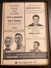 David Houston, Bobby John, Eddy Arnold Rare Original RCA Promo Poster Ad Framed