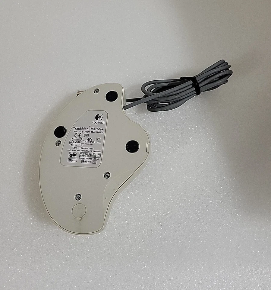 Logitech TrackMan Marble+ T-CL13 Trackball Mouse (Wired, PS/2) Vintage Rare - Image 4 of 4