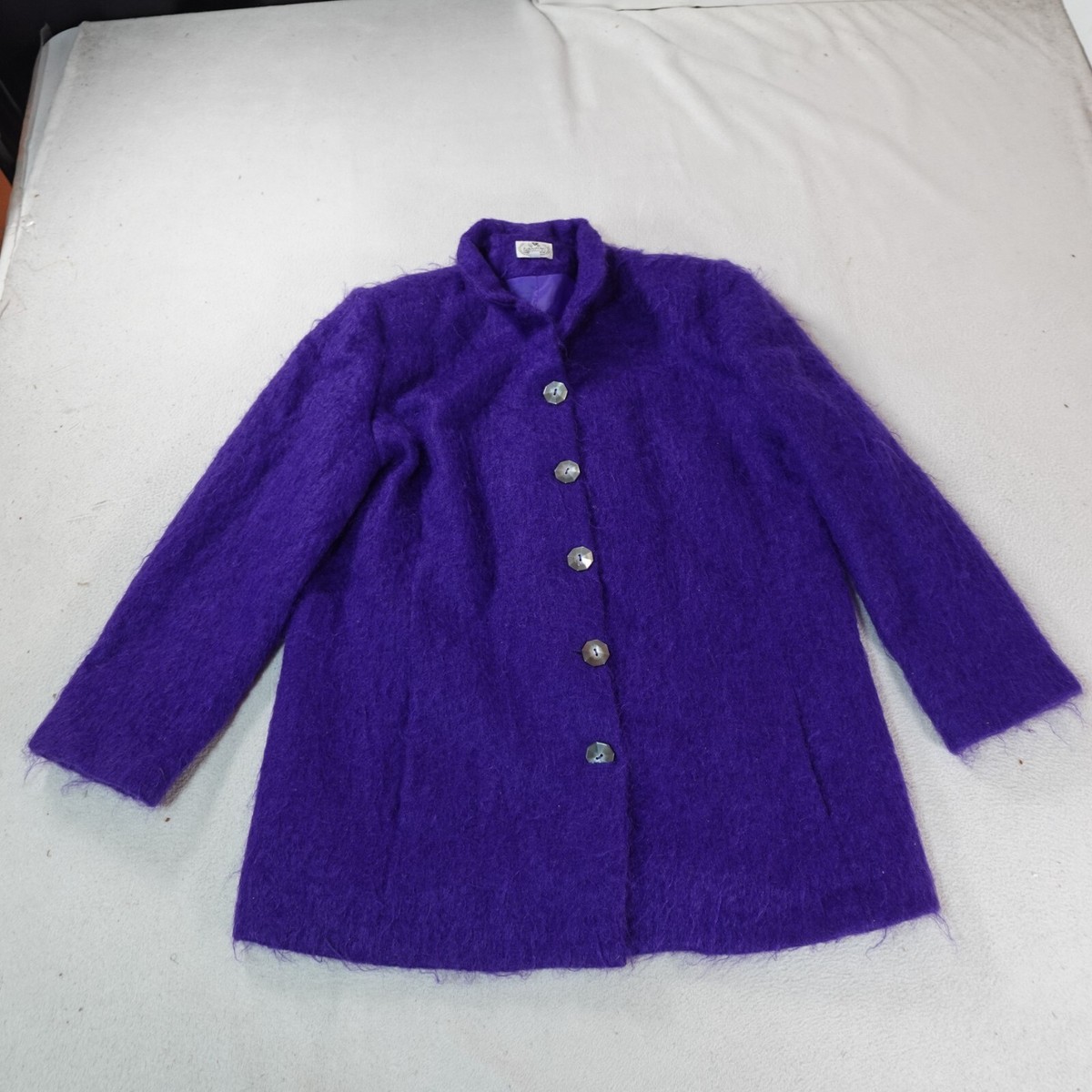 Landaue Mohair Cardigan Sweater Womens Large Purple Princeton Old 