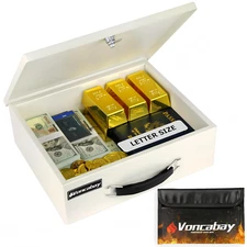 Money Safe Box for Home & Fireproof Money Bag, 0.33 Cubic Feet Lock Box with Key