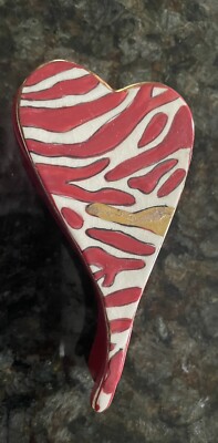 Blue Sky Clayworks Red/Gold Heart Trinket Box  Wild At Heart  2006 Rare HTF