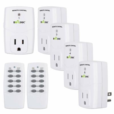 #ad #ad BN LINK Indoor Wireless Remote Control Outlet Plug in with 2 Remotes 5 Sockets $26.99
