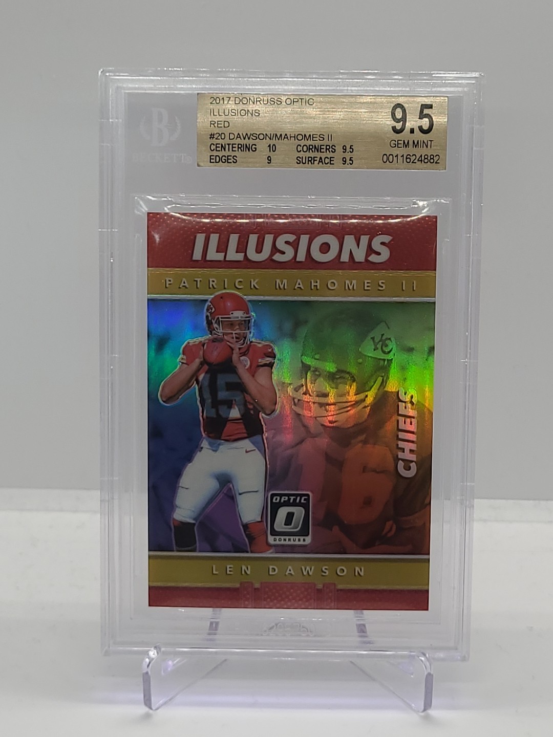 2017 Donruss Optic Red Prizm 72/99 Len Dawson Patrick Mahomes II Rookie RC 