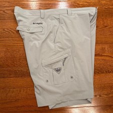 Columbia PFG Cargo Shorts Mens 38 Gray 10" Hiking Fishing Performance Stretch