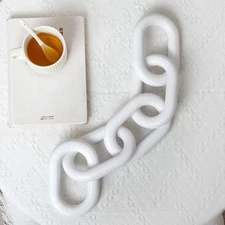 White Wood Chain Link Decor - 22”, Decorative Objects for Shelves, Coffee Tab...