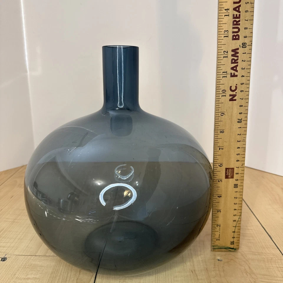 Дымчатый синий серый стеклянный шар ваза напольная ваза мировой рынок стиль 13» высокий Индия - Изображение 4 из 4