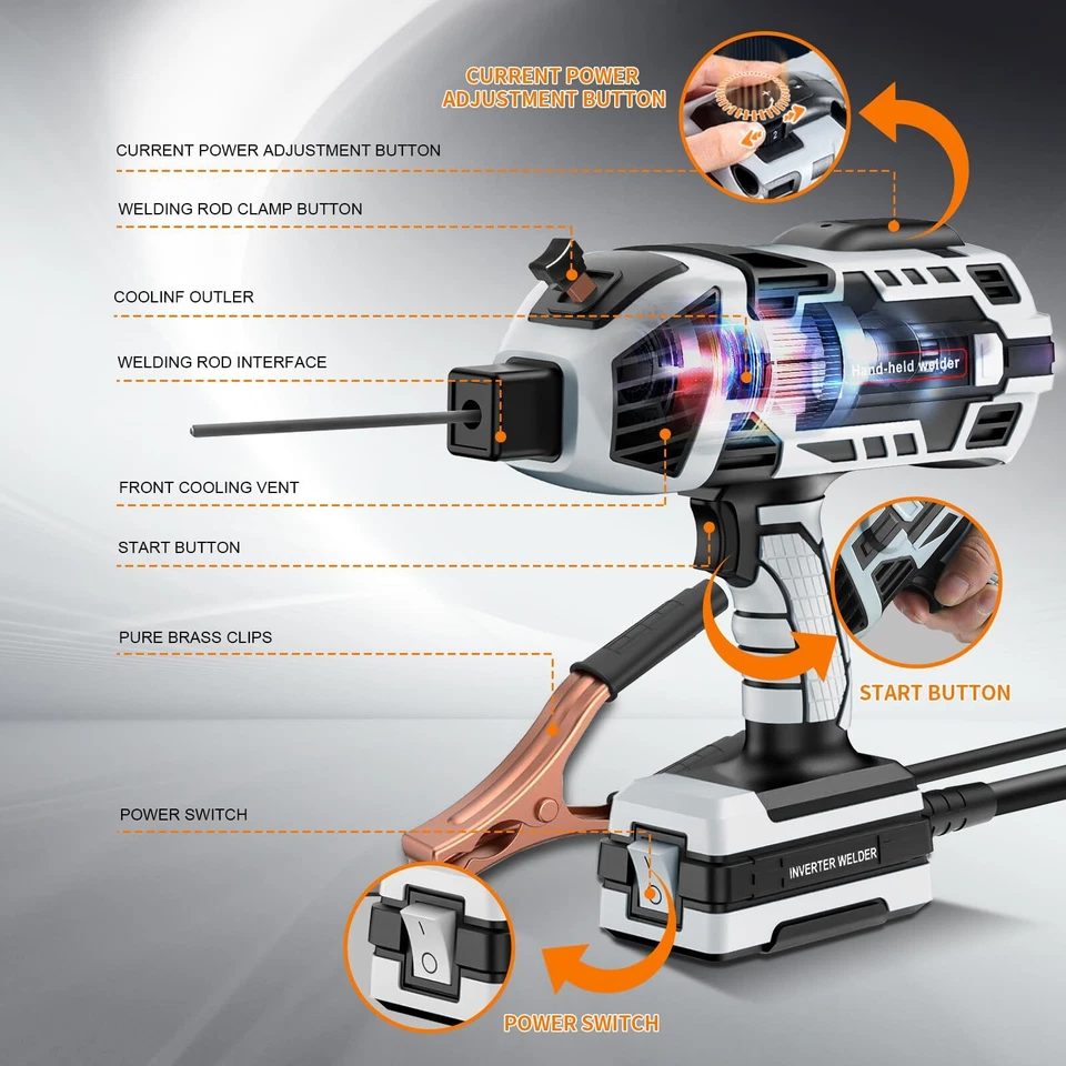 YesRight Welding Machine Handheld 110V 120Amp Portable ARC Welder Gun Hand Held - Image 4 of 4