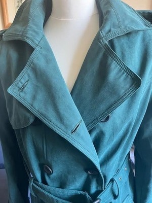 Green Trench Coat, Size 14 /XL, Lined, Softy Collection, Lightweight,Soft fabric