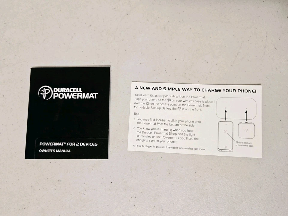 Duracell Powermat para 2 dispositivos - Cargador de teléfono inalámbrico con manual del propietario - NUEVO Foto 2 de 4